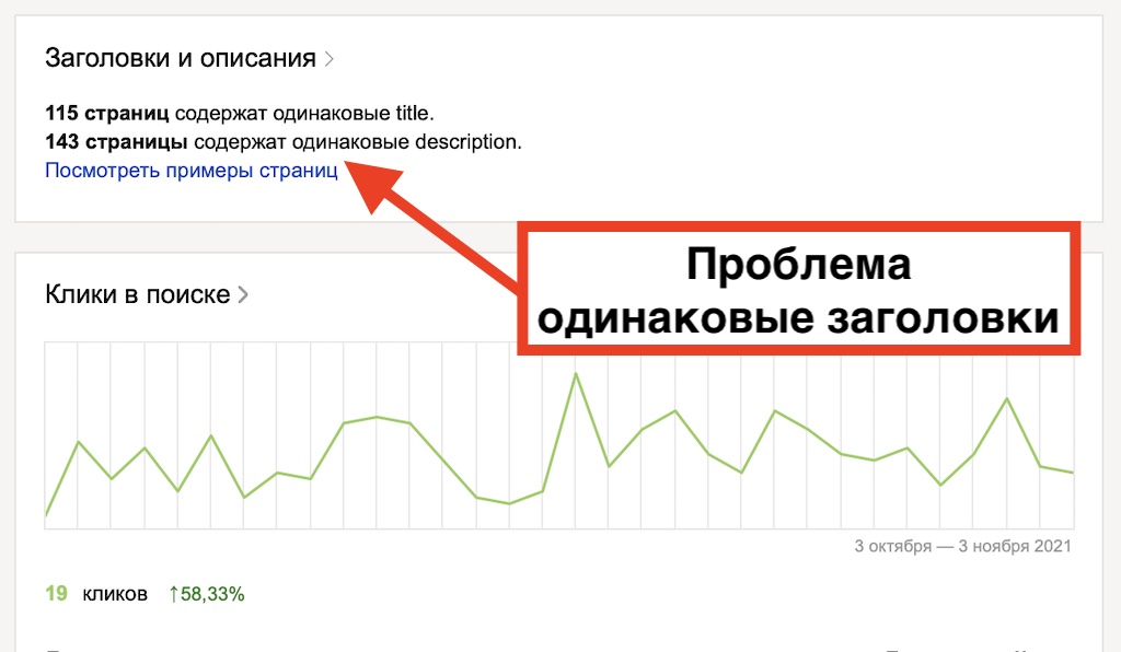 Одинаковые заголовки в Яндекс Вебмастер