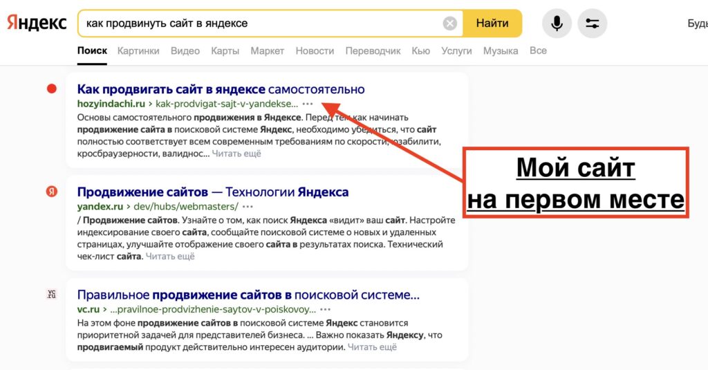 Попасть на первые позиции в Яндекс невозможно