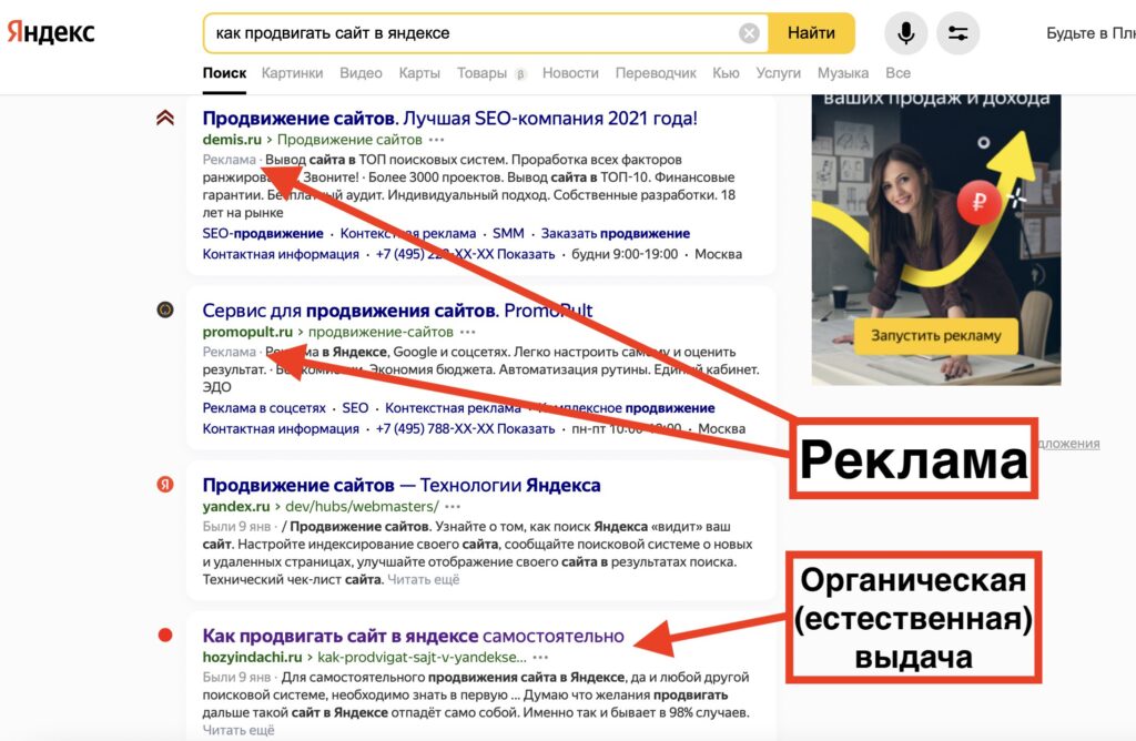 Что значит органическая выдача Яндекс