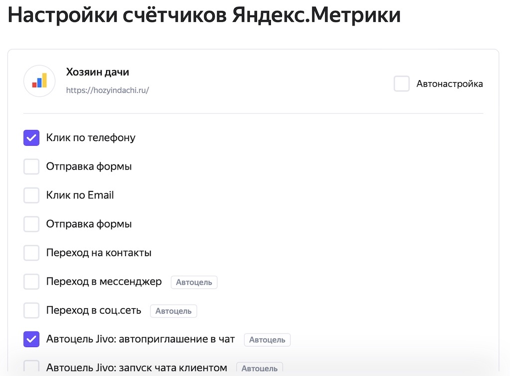 Яндекс бизнес настройка целей 2