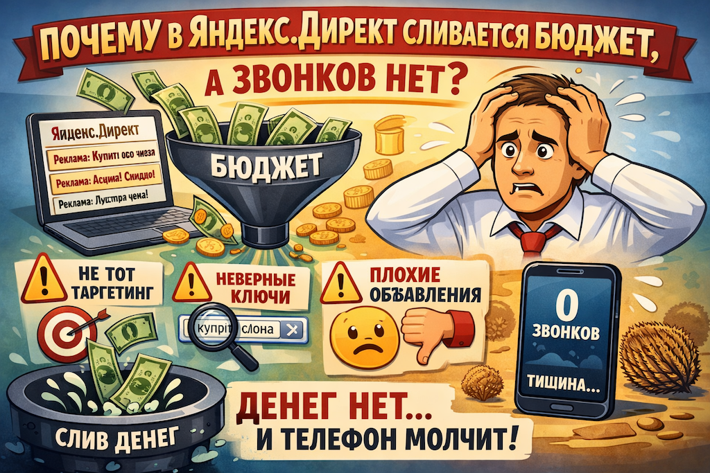 Почему Яндекс.Директ сливает рекламный бюджет без звонков: методология диагностики от SEO-эксперта с 20-летним опытом