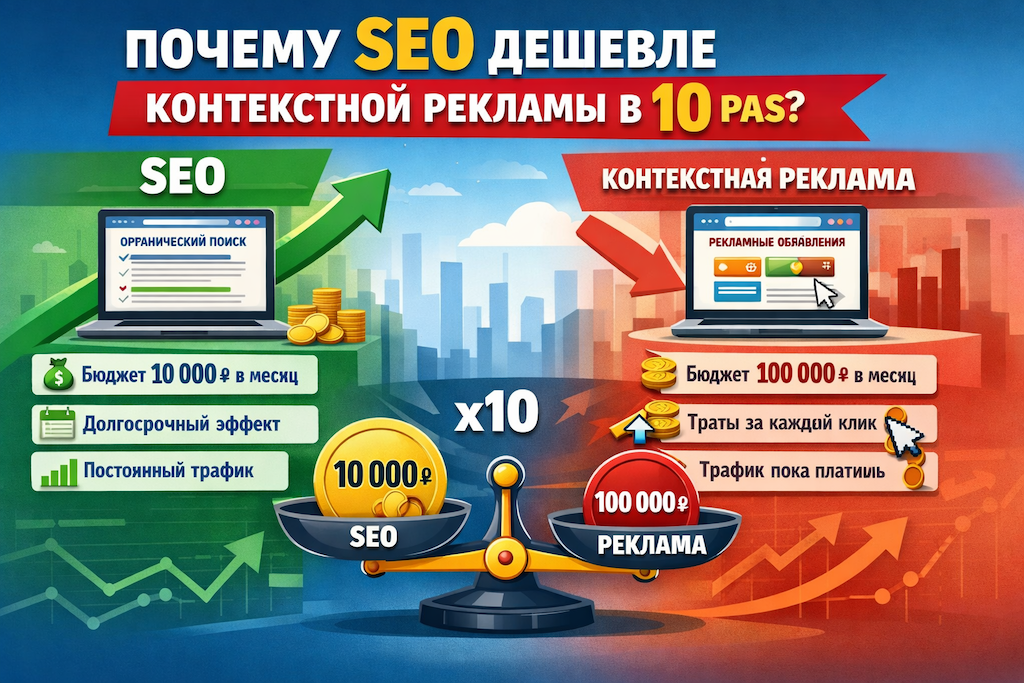 Почему SEO дешевле контекстной рекламы в 10 раз