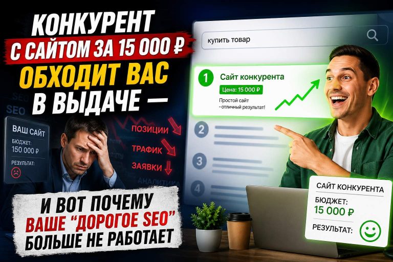 Конкурент с сайтом за 15 000 рублей обходит вас в выдаче — и вот почему ваше «дорогое SEO» больше не работает