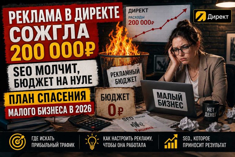 Реклама в Директе сожгла 200 000₽, SEO молчит, бюджет на нуле: план спасения малого бизнеса в 2026