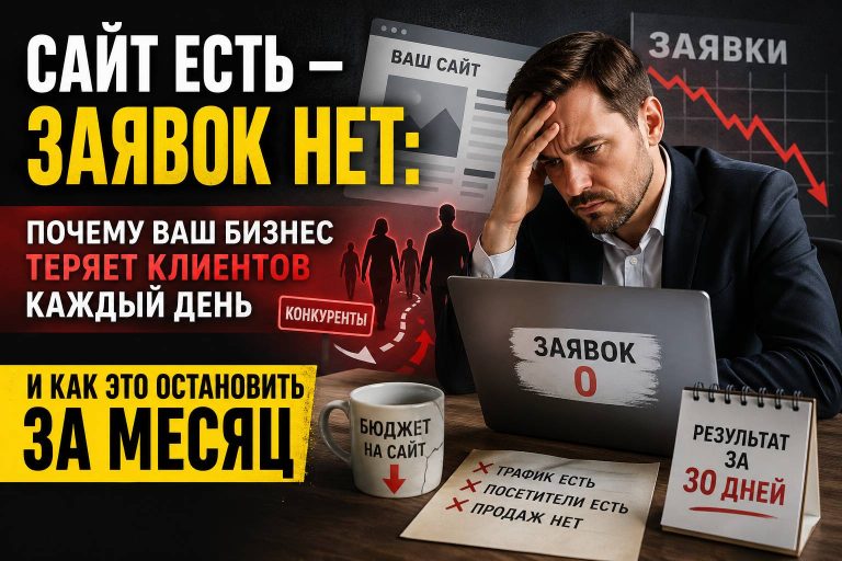 Сайт есть — заявок нет: почему ваш бизнес теряет клиентов каждый день и как это остановить за месяц