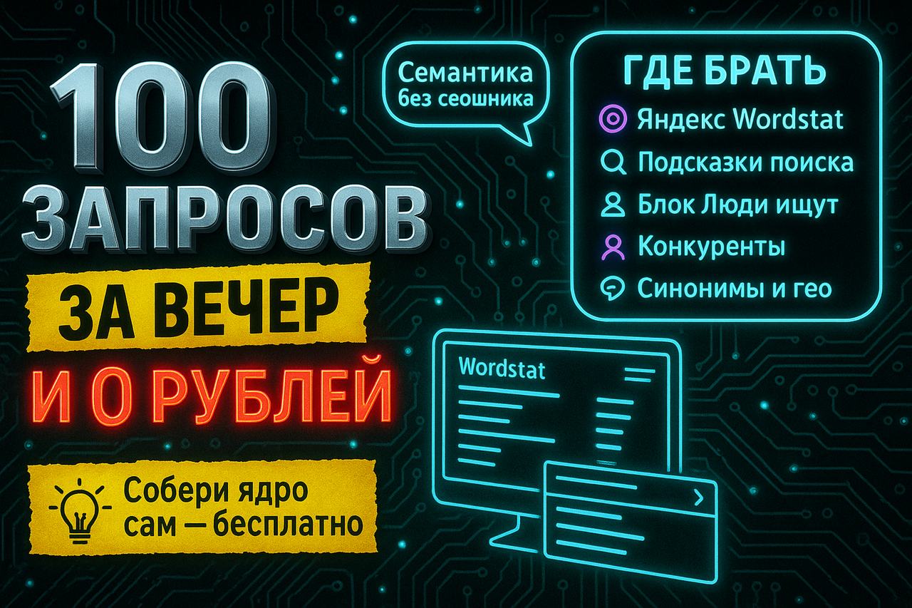 100 запросов за один вечер и ноль рублей: как собрать семантику руками, пока конкурент ждёт сеошника