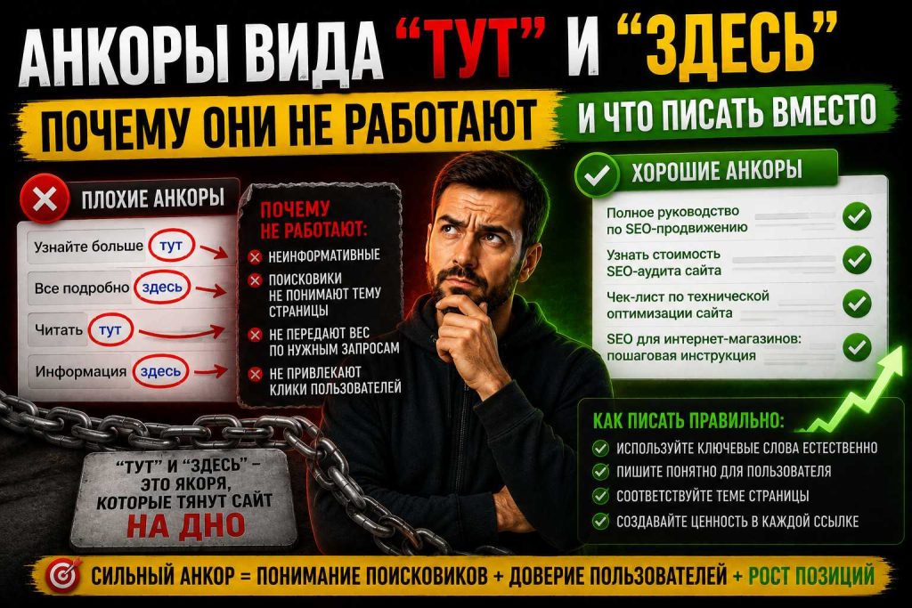 Анкоры вида "тут" и "здесь": почему они не работают и что писать вместо