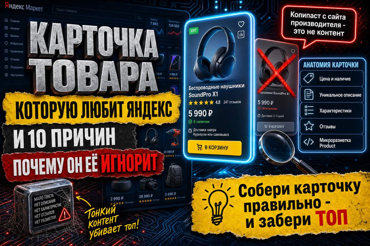 «Карточка товара, которую Яндекс любит, и десять причин, по которым он её игнорирует»