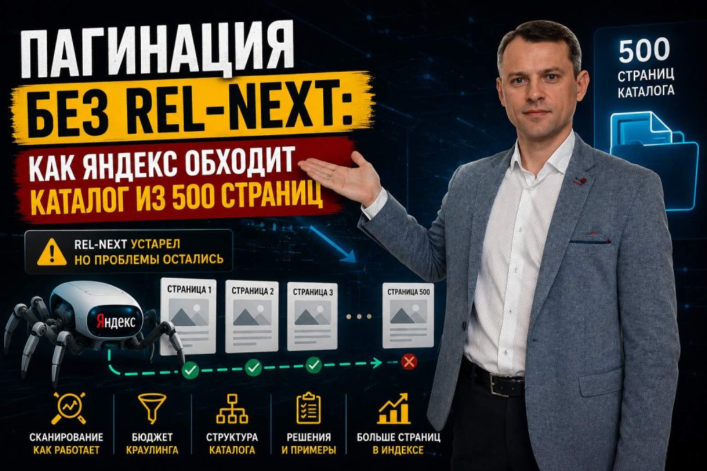 Пагинация без rel-next: как Яндекс обходит каталог из 500 страниц
