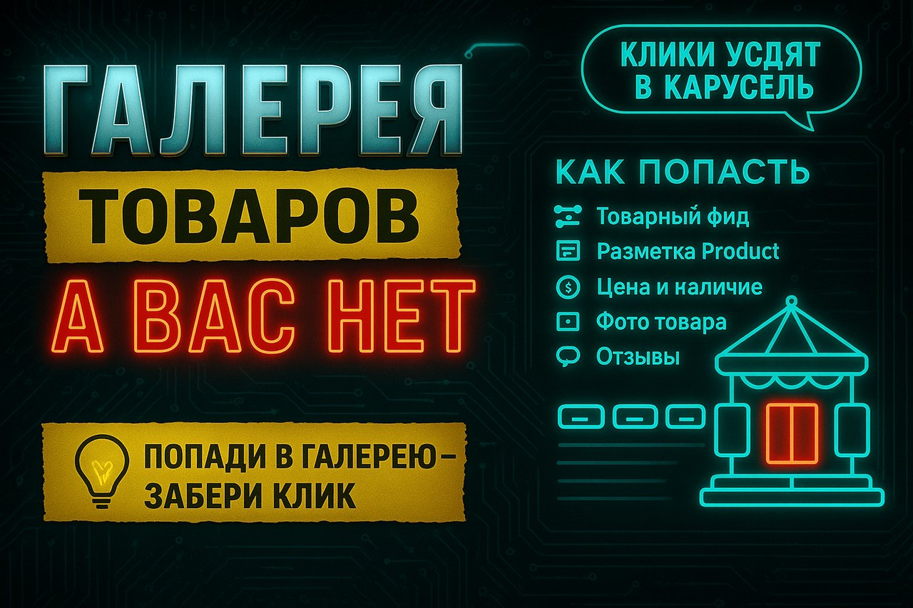 Над вашим сайтом в выдаче висит галерея товаров — а вас в ней нет. И клики уходят туда