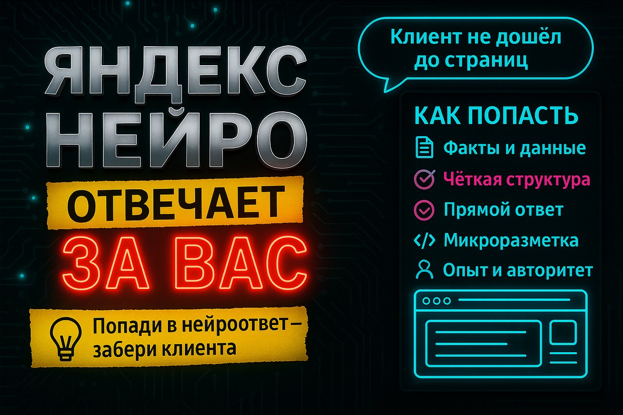 Яндекс Нейро отвечает за вас — и клиент даже не доходит до сайта. Как попасть в его ответ