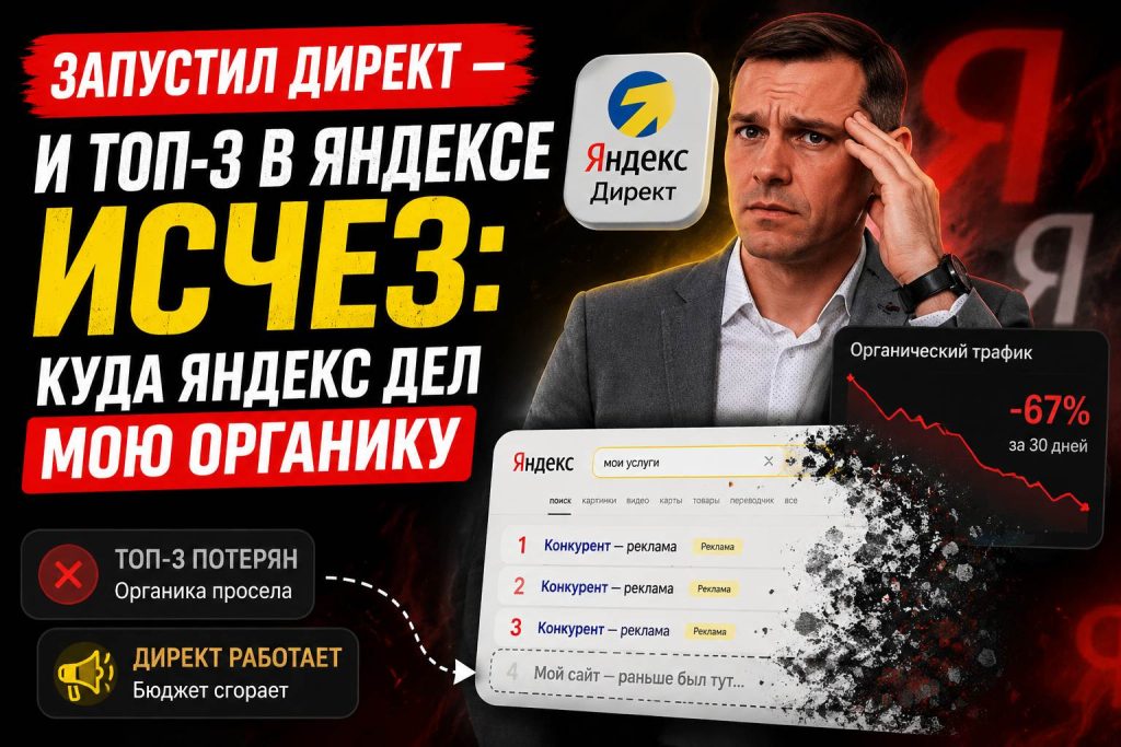 Запустил Директ — и ТОП-3 в Яндексе исчез: куда Яндекс дел мою органику